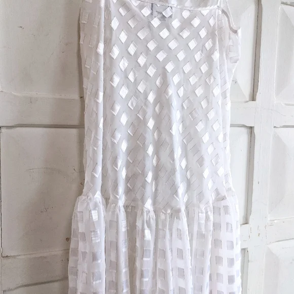 Vintage 70s Miss Dior White Checkered Slip Dress – Size L - Picture 10 of 15